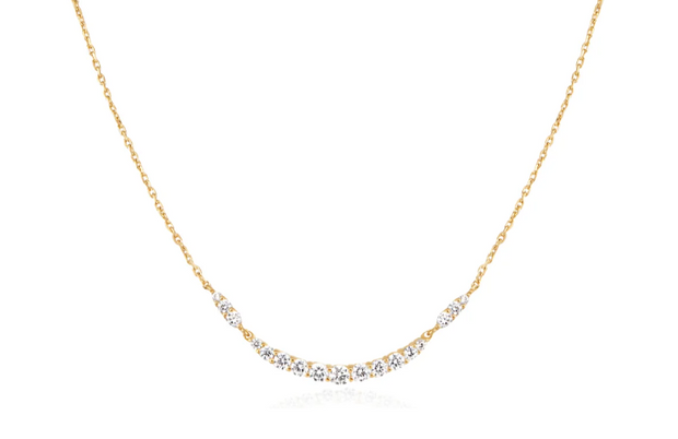 Sterling Silver Yellow Gold Plated ARC Pave CZ Necklace