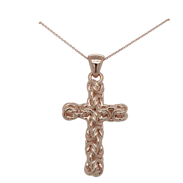 Vintage 14Kt Rose Gold Cross On An 18" Chain. Weight 4.4 Grams. (Cross