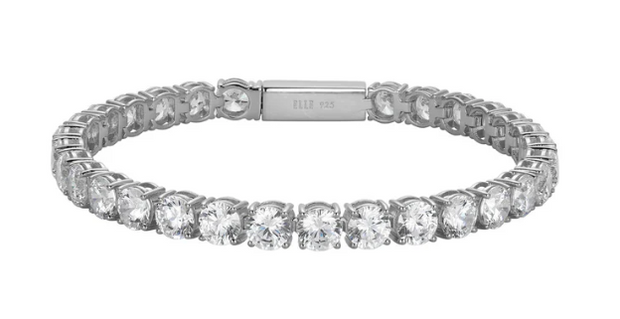 Sterling Silver "Stardust" Rhodium Plated 5mm Cubic Zirconia Bracelet