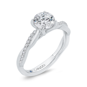 14K White Gold Diamond Engagement Ring Mounting With 21 Diamonds .10 T