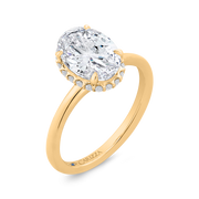 14K Yellow Gold Oval Cut Diamond Solitaire Engagement Ring (Semi-Mount