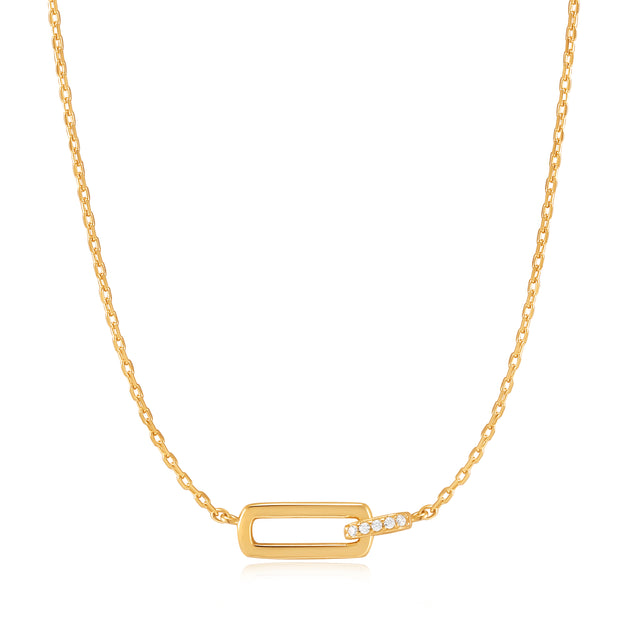 Sterling Silver Gold Plated Glam Rock Glam Interlock Necklace