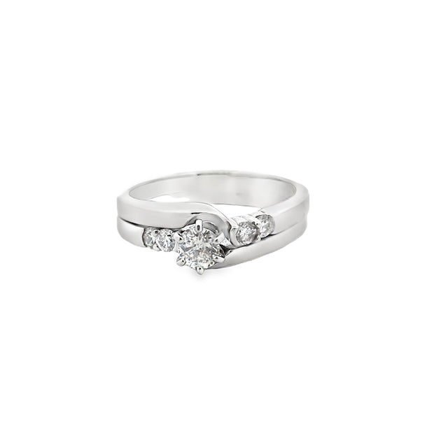 14Kt White Gold Engagement Ring With 2-Round Brilliant Cut Diamonds .0