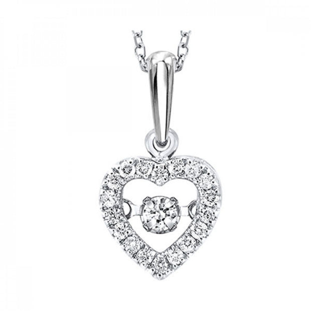 10kt White Gold Heart Pendant With 19 Round Diamonds .20tdw H/I I2