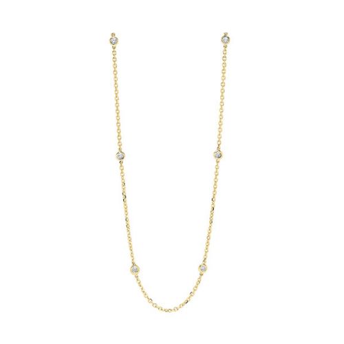 14Kt Yellow Gold 18 Inch Diamond By The Yard Necklace With 10 Round Di