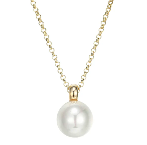 Sterling Silver ELLE "Simpatico" Gold Plated 10 mm White Shell Pearl D