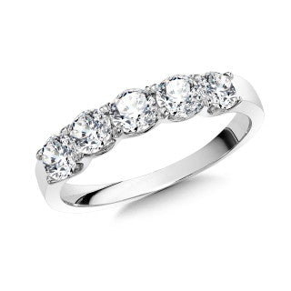 14kt White Gold Ring With 5 Round Lab Grown Diamonds 1.00ct F/G VS1