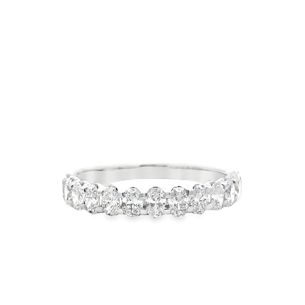 14kt White Gold Anniversary Band With 15 Oval Shaped Diamonds At  .70c