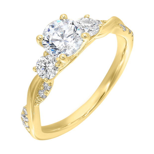 14kt Yellow Gold Engagement Ring With 14 Round Diamonds .50tdw H/i SI1