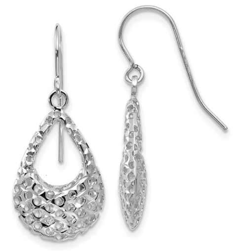 14kt White Gold Shepherd Hook Dangle Earring