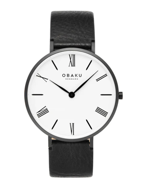 Mens Watch With Black Case,Matte White Face, Sapphire Crystal, and Bla