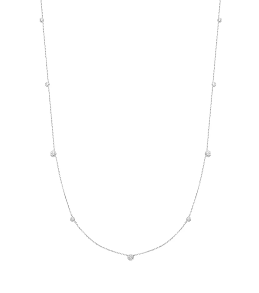 Silver Silver  Bezel Cubic Zirconia Station Necklace