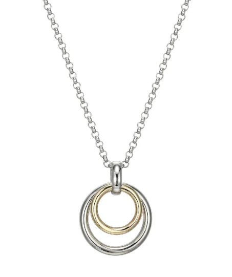 Sterling Silver ELLE "Simpatico" Rhodium and Gold Plated Double Circle