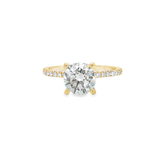 14k Yellow Gold Under Halo Lab-Grown Diamond Engagement Ring