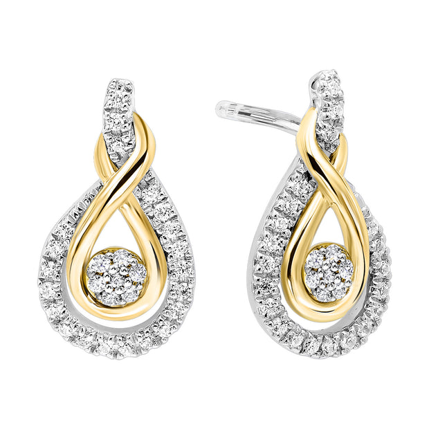 Sterling Silver And 10Kt Rose Gold Oval Earrings With 50 Round Diamonds .21Ct Tdw I2 HI