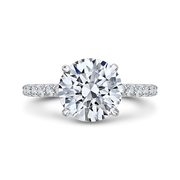 14K White Gold Round Diamond Engagement Ring Mounting With 49 Diamonds