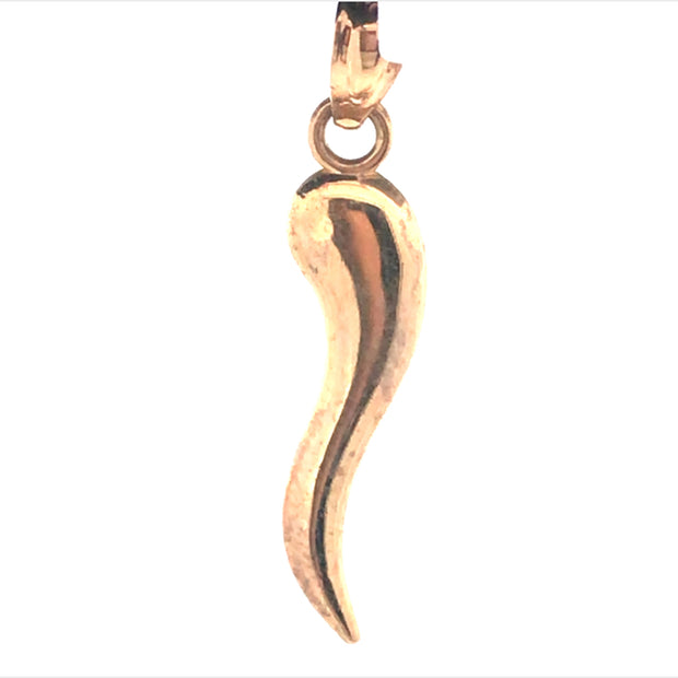 14K Yellow Gold Italian Horn