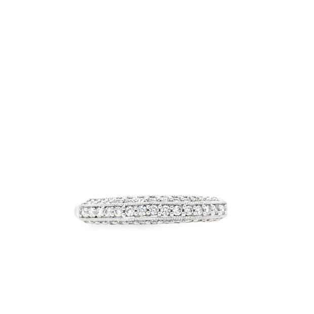 14Kt White Gold Prong Set Band With 45 Round Diamonds On The Top and S