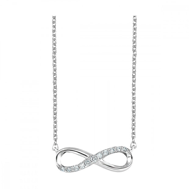 Sterling Silver Infinity Necklace With 11 Round Diamonds .06tdw H/I I1