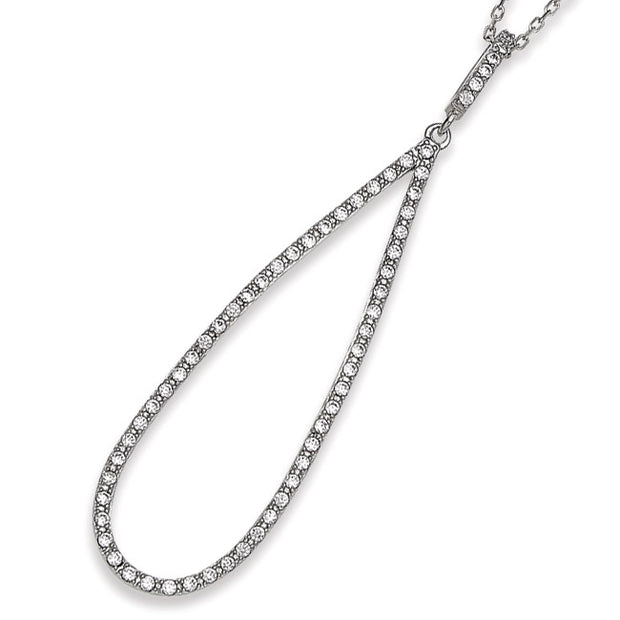 .925 Silver Elongated Teardrop Pendant With CZ's