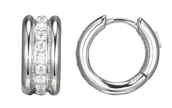 Elle Sterling Silver  Goddess Collection hoop earrings feature shimmer