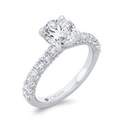 14K White Gold Round Diamond Solitaire Engagement Ring Mounting With 8