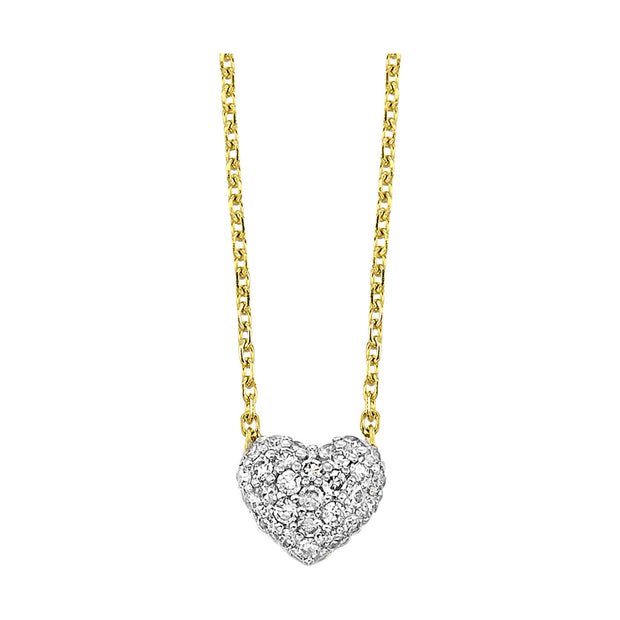 14kt Yellow Gold Heart Pendant With 28 Round Diamonds .14tdw H/I I1