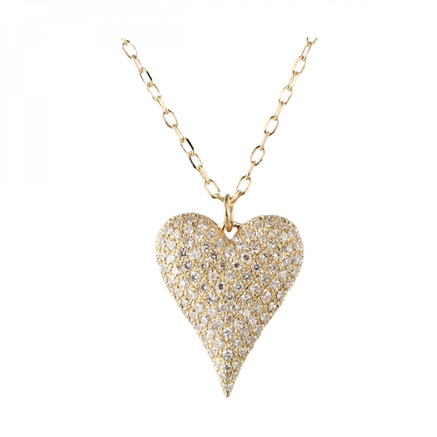 14kt Yellow Gold Heart Pendant With 138 Round Diamonds .38tdw H/I I1