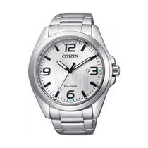 Silver Tone Citizen Eco Drive Watch With White Face