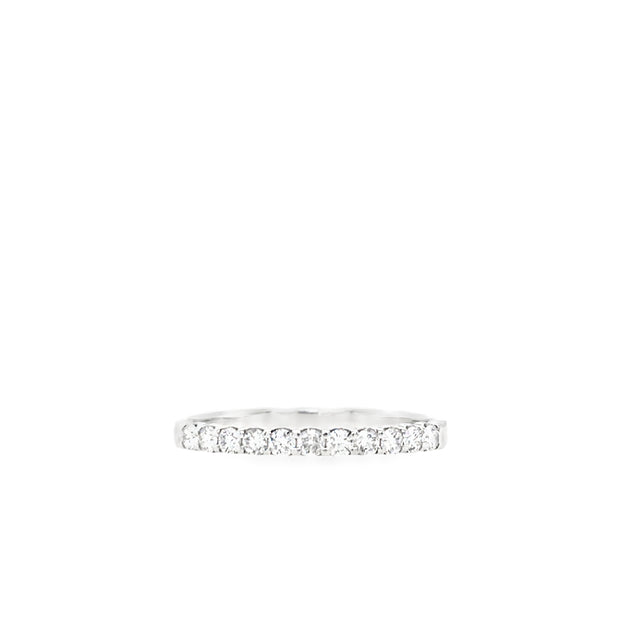 14Kt White Gold Diamond Band With 11 Share Prong Set Round Diamonds .23Ct Tdw FG SI3 I1