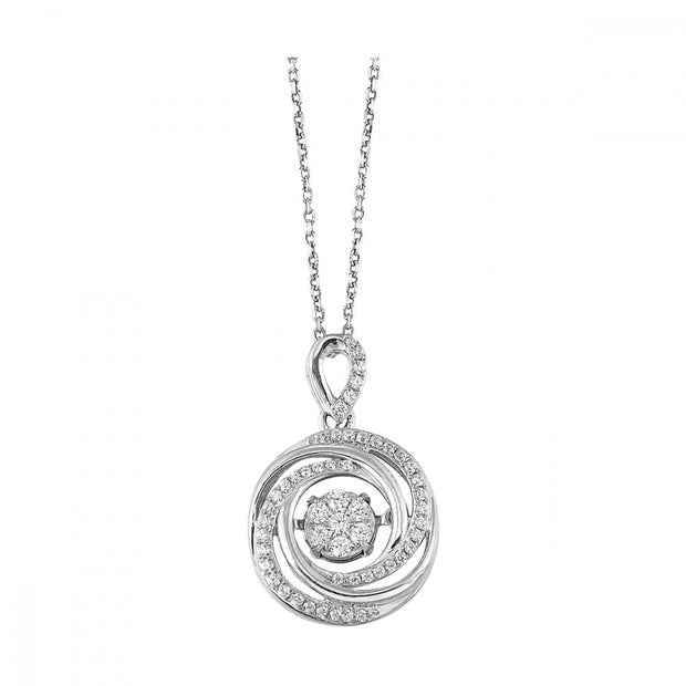 Sterling Silver Double Circle Pendant With 53 Round Diamonds .25tdw H/