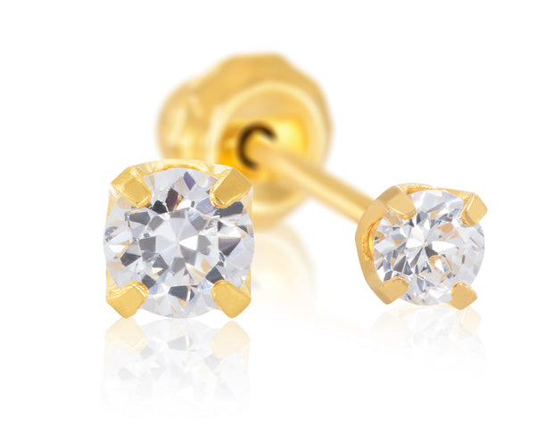 14k Yellow Gold 2mm CZ Piercing Stud