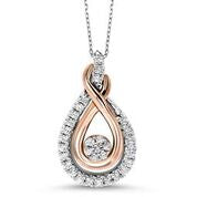 Sterling Silver and10Kt Rose Gold "Loves Crossing" Pendant with 32 Rou