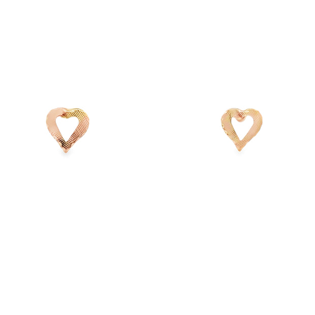 Vintage 14Kt Yellow Gold Stamped Open Heart Earrings Weighing 0.5 Gram