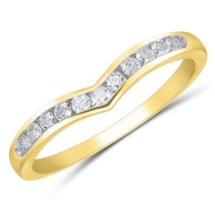 14kt Yellow Gold Chevron Band With 11 Round Diamonds .25tdw H/I I2