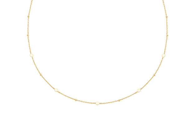 Sterling Silver Yellow Gold Plated Disc Station Necklace