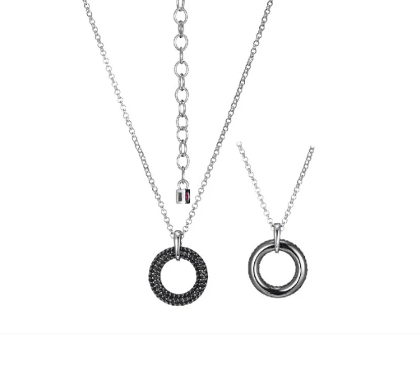 Sterling Silver ELLE "Stardust" Rhodium and Ruthenium Plated Round Gen