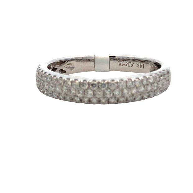 14kt White Gold 3 Row Diamond Band With 71 Round Diamonds .50ct