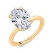 14K Yellow Gold Oval Diamond Solitaire  Engagement Ring (Semi-Mount) 4