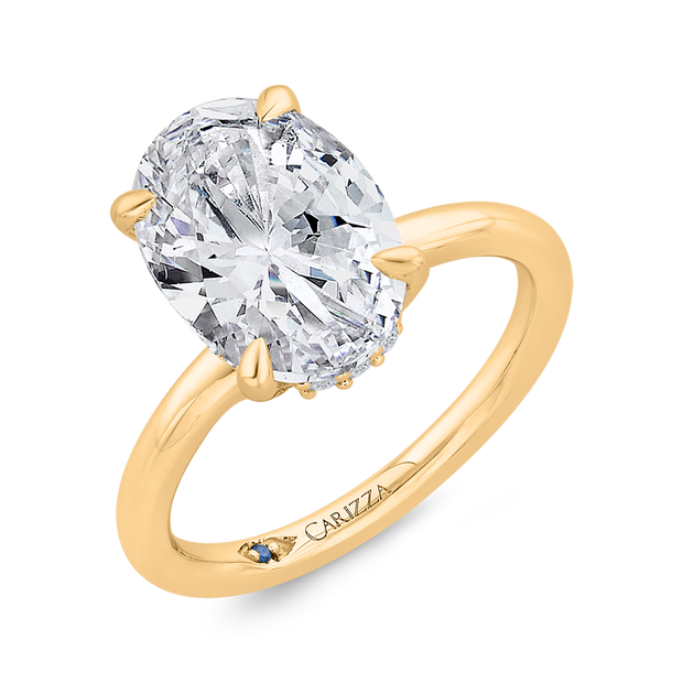 14K Yellow Gold Oval Diamond Solitaire  Engagement Ring (Semi-Mount) 4