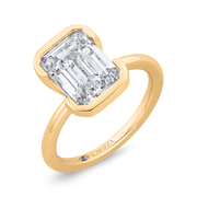 14K Yellow Gold Emerald Cut Diamond Solitaire Engagement Ring (Semi-Mo