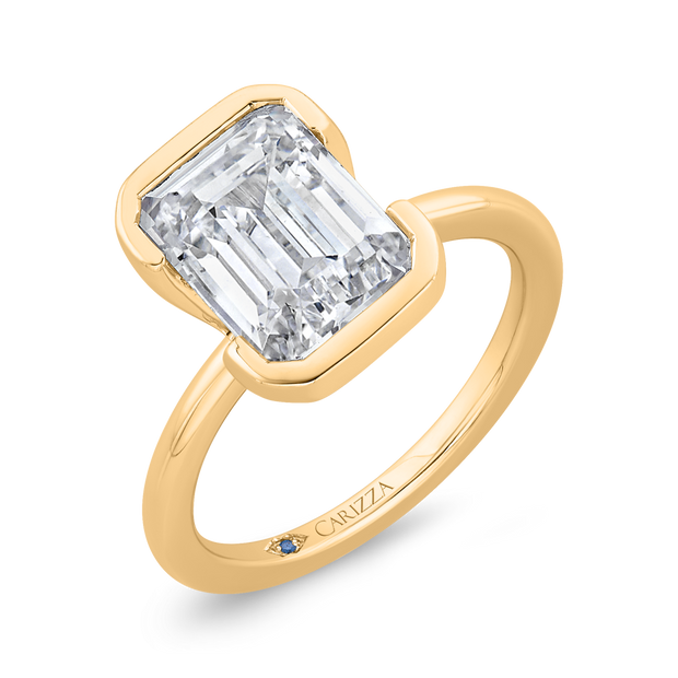 14K Yellow Gold Emerald Cut Diamond Solitaire Engagement Ring (Semi-Mo