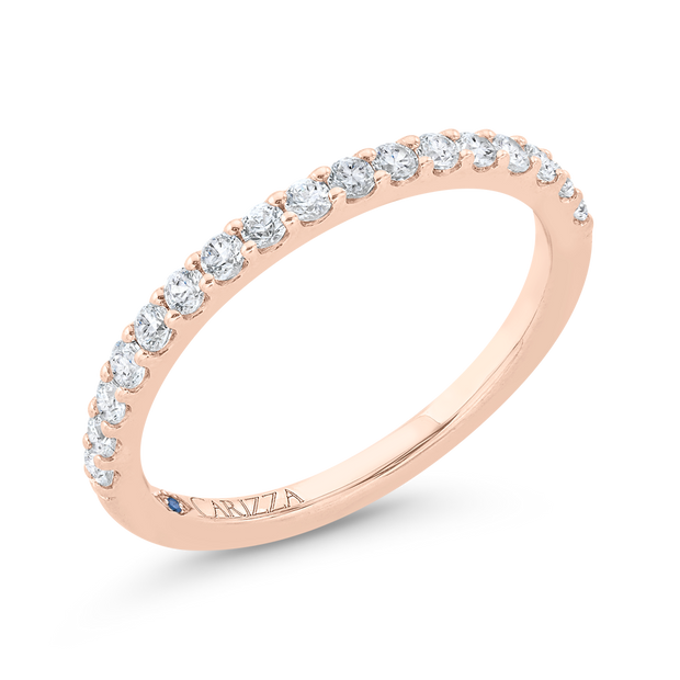 14K Rose Gold Round Cut Diamond Wedding Band With 17 Diamonds .37 Tdw.