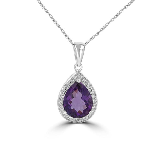 14kt White Gold Pendant With 1 8x10 Pear Shaped Amethyst At 1.79tcw An