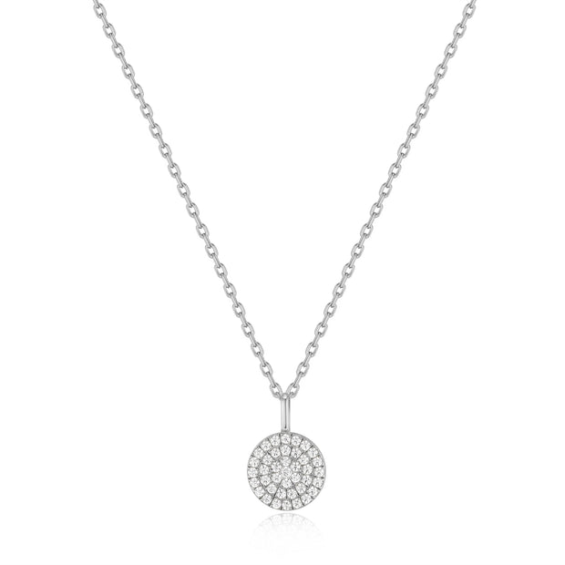 Sterling Silver Glam Disc Pendant Necklace