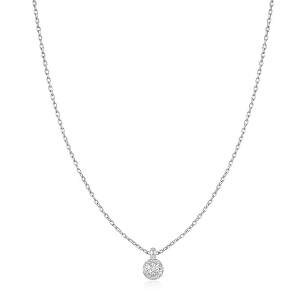 Sterling Silver Sphere Pave Necklace