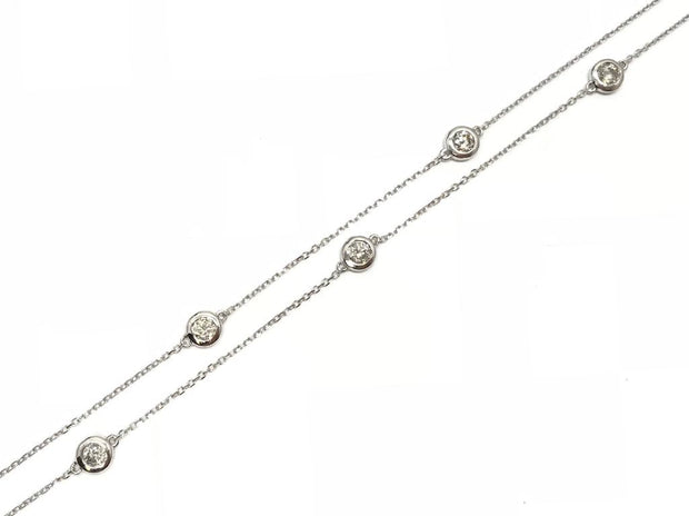 14Kt White Gold 18 Inch Diamond By The Yard Necklace With 10 Round Dia