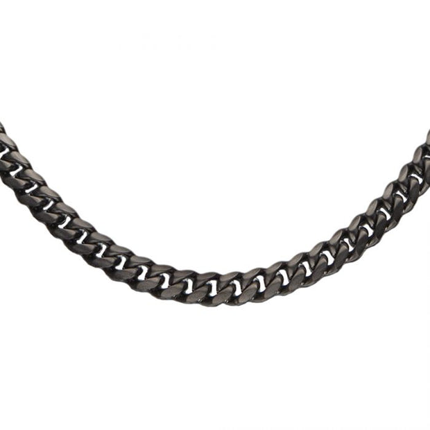 Men's Stainless Steel Gun Metal Brushed Curb Chain Necklace 30 Inch