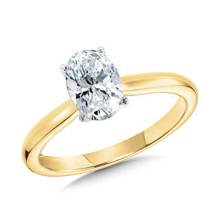 14kt Yellow Gold Ring With 1.00ct Oval Lab Grown Diamond F/G VS1