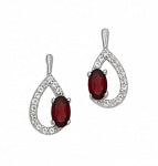 .925 Silver White Topaz Teardrop Earings With Oval Shaped Garnet